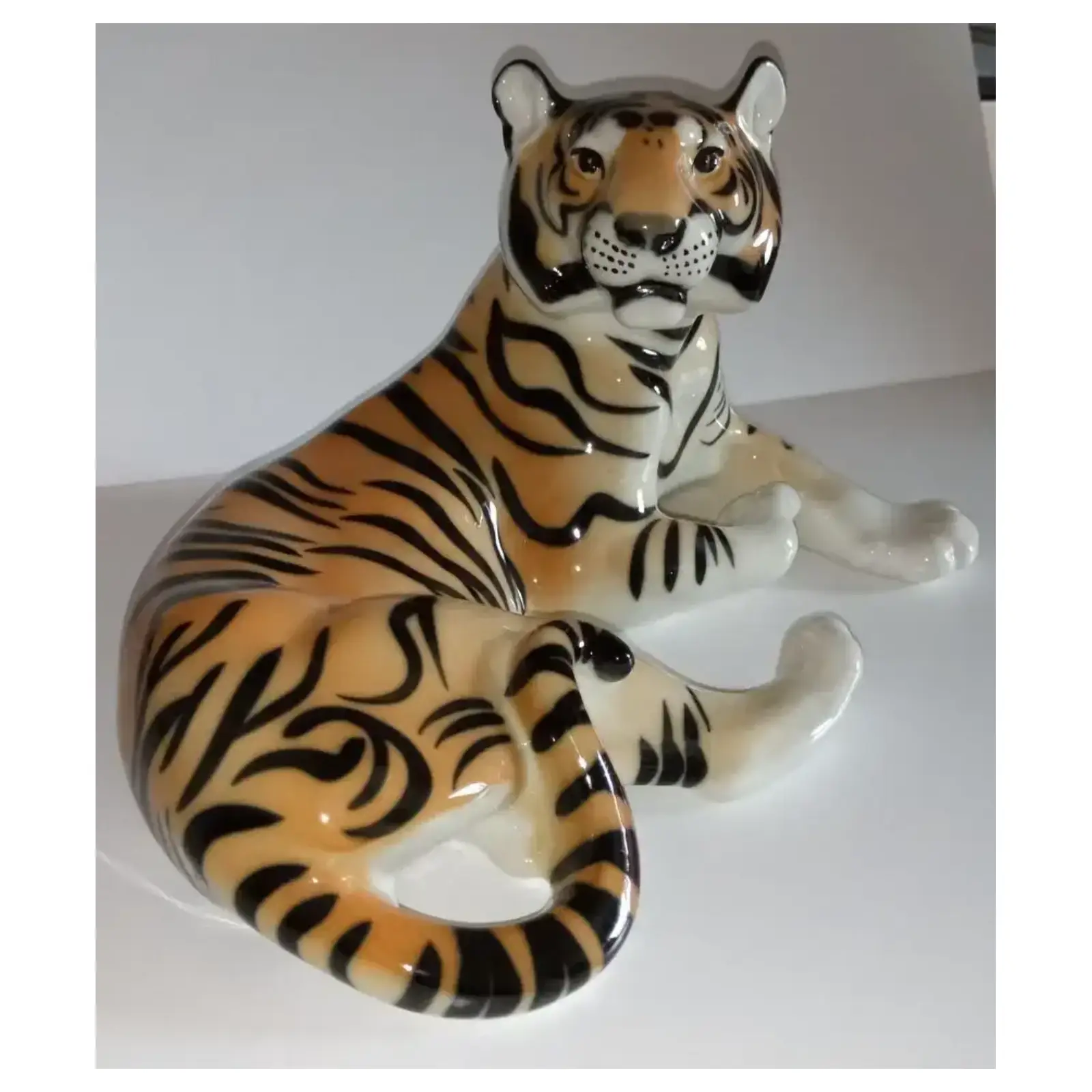 0001_4 Vintage Porcelain Tiger big Figurine Vintage LOMONOSOV Porcelain Tiger Figurine - Image 4