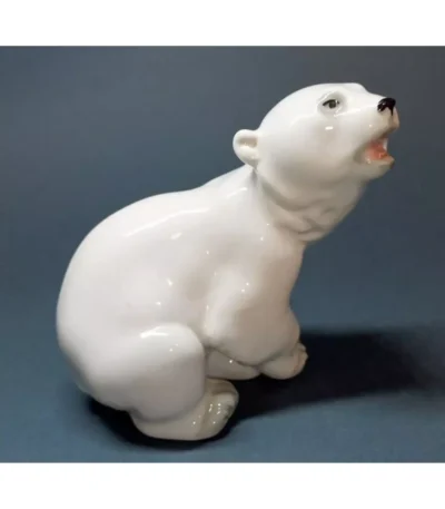 Hand-Painted Porcelain Bear Cub Figurine by LFZ - Exquisite Animalistic Sculpture