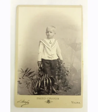 Cabinet Photograph of a Boy Before 1917 - Vilna, Strauss Alexander Wladyslaw