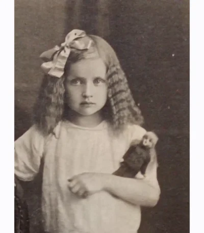 Vintage Cabinet Photo of a Child Girl with Doll - Unique Collectible