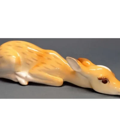 European fallow Deer in Porcelain Exquisite Sculpture for Collectors. Home Decor