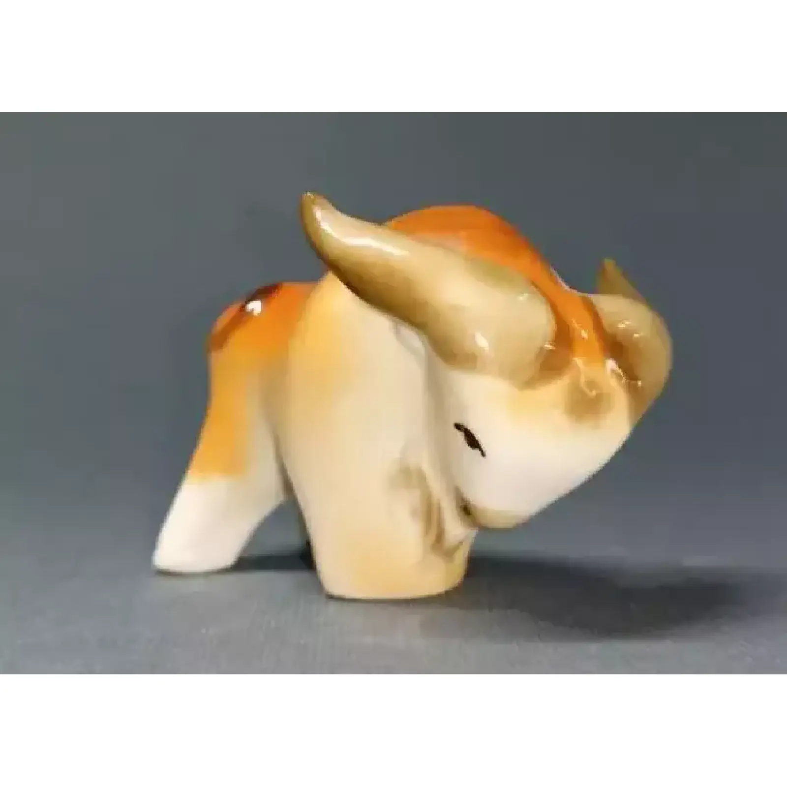 Miniature Vintage Ceramic Bull Animal Porcelain figurine (1) Porcelain Bull figurine from LFZ - Image 2