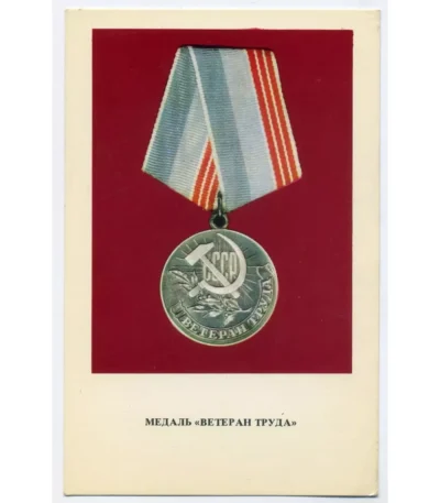 Veteran of Labour Medal Postcard | Vintage USSR Collectible