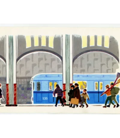 Vintage Postcard Central platform hall Mayakovskaya station