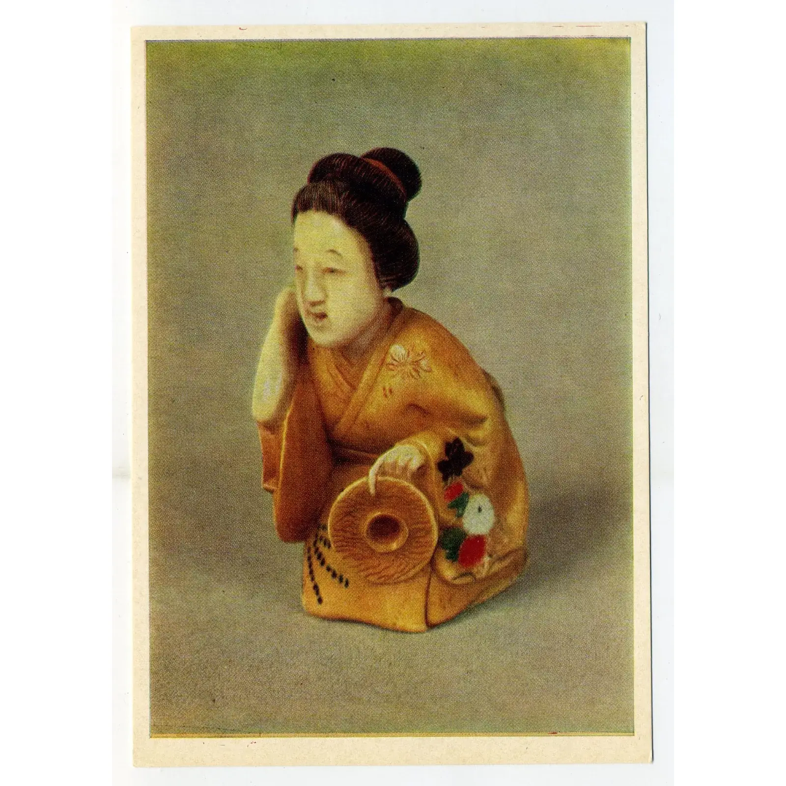 Vintage Postcard Netsuke A woman doing her hair Vintage Postcard Netsuke A woman doing her hair - Image 1