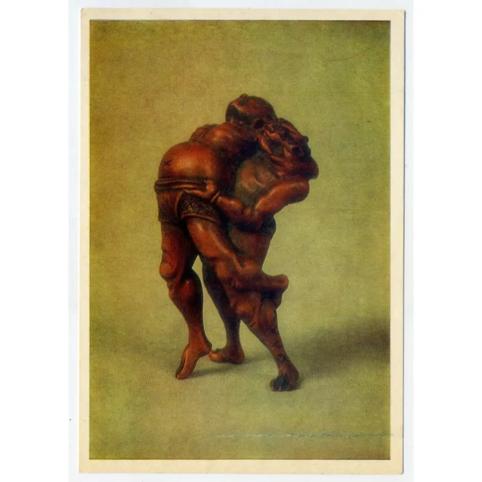 Nyo Oni Netsuke Postcard: 19th-Century Japanese Mythology Art - Image 1
