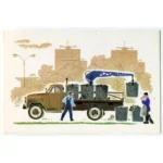 Vintage PostCard From the history of Moscow transport. Soviet Garbage truck