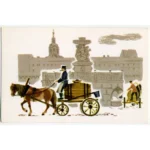 Vintage Moscow Postcard featuring the water carriage, a key element of Moscow's mid-19th century transportation history.