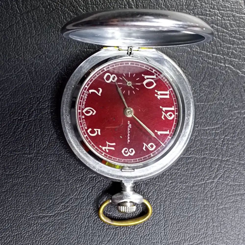 Soviet Vintage Pocket Watch Patriotic War Molnija USSR Mechanical (14) Pocket Watch Patriotic War Molnija