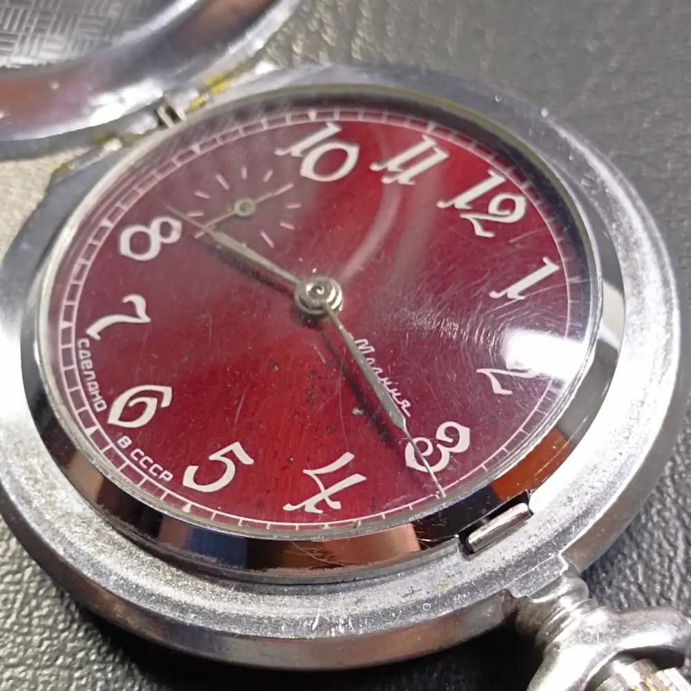 Soviet Vintage Pocket Watch Patriotic War Molnija USSR Mechanical (28) Pocket Watch Patriotic War Molnija