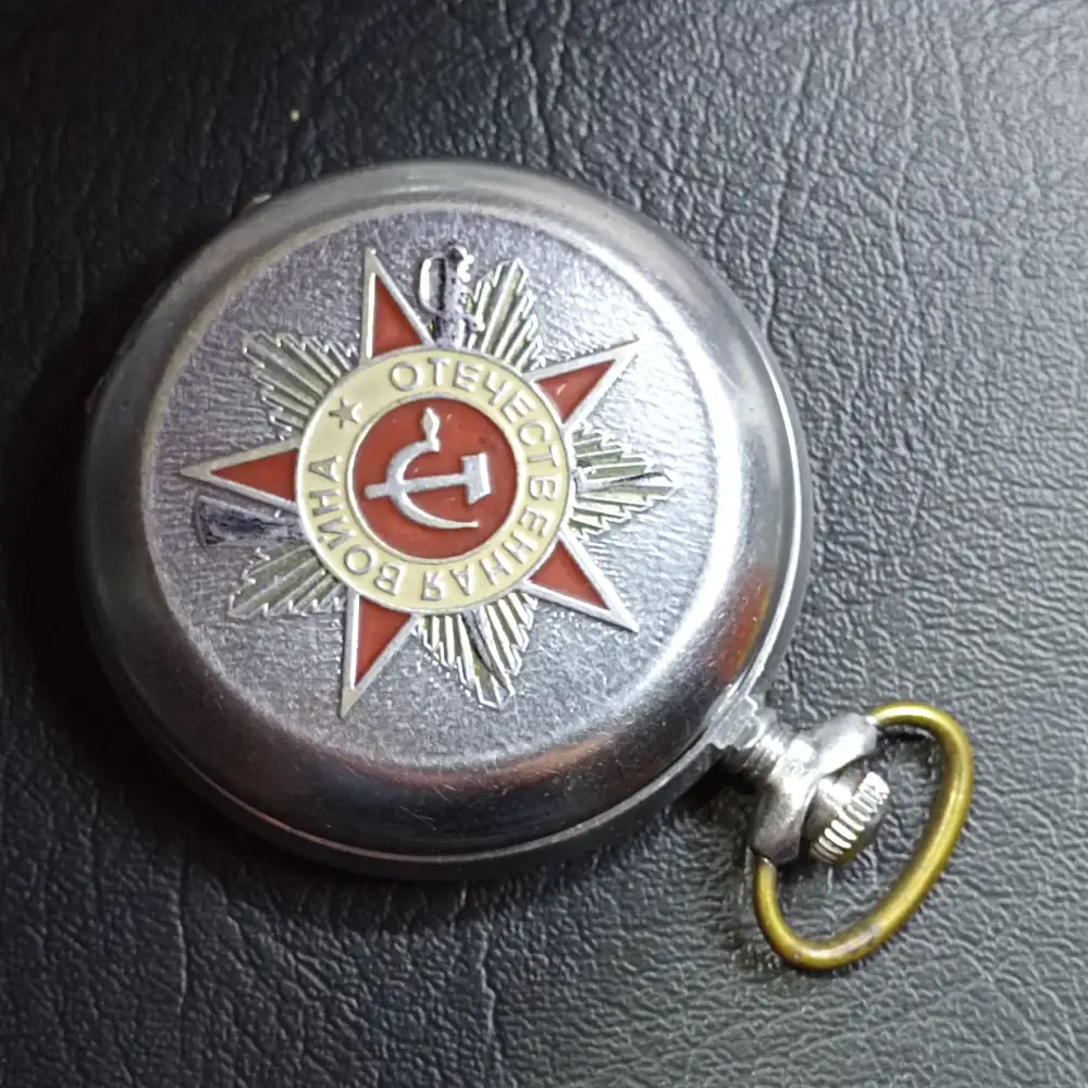 Soviet Vintage Pocket Watch Patriotic War Molnija USSR Mechanical (5) Pocket Watch Patriotic War Molnija