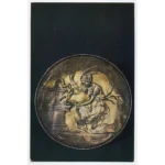 Vintage PostCard Byzantine Dish with the scene of feeding a sacred serpent