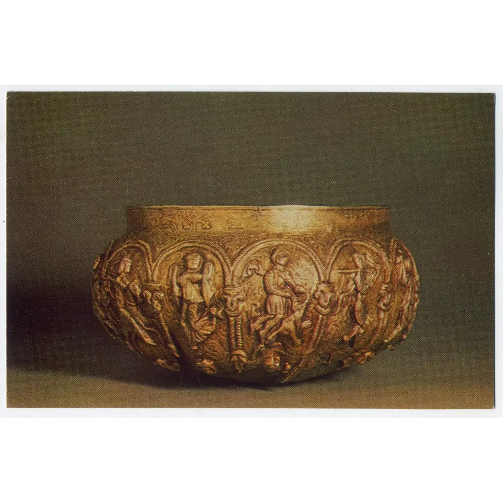 Vintage PostCard Byzantine silver Bowl with scenes under arches Vintage PostCard Byzantine silver Bowl with scenes under arches