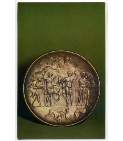 Vintage PostCard Byzantine silver Dish with Meleager and Atalanta