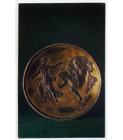 Vintage PostCard Byzantine silver Dish with Silenus and Maenad.