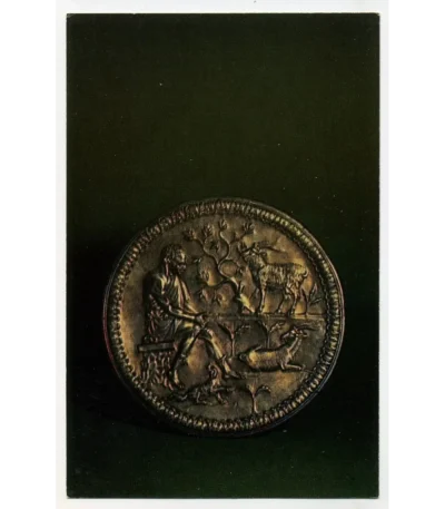 Vintage PostCard Byzantine silver Dish with a herdsman and his goats