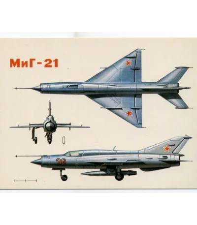Vintage Postcard Soviet Combat Aircraft FIGHTER AIRCRAFT MiG-21