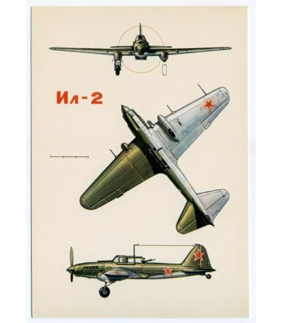 Vintage Postcard Soviet Combat Aircraft IL-2 STURMOVIK